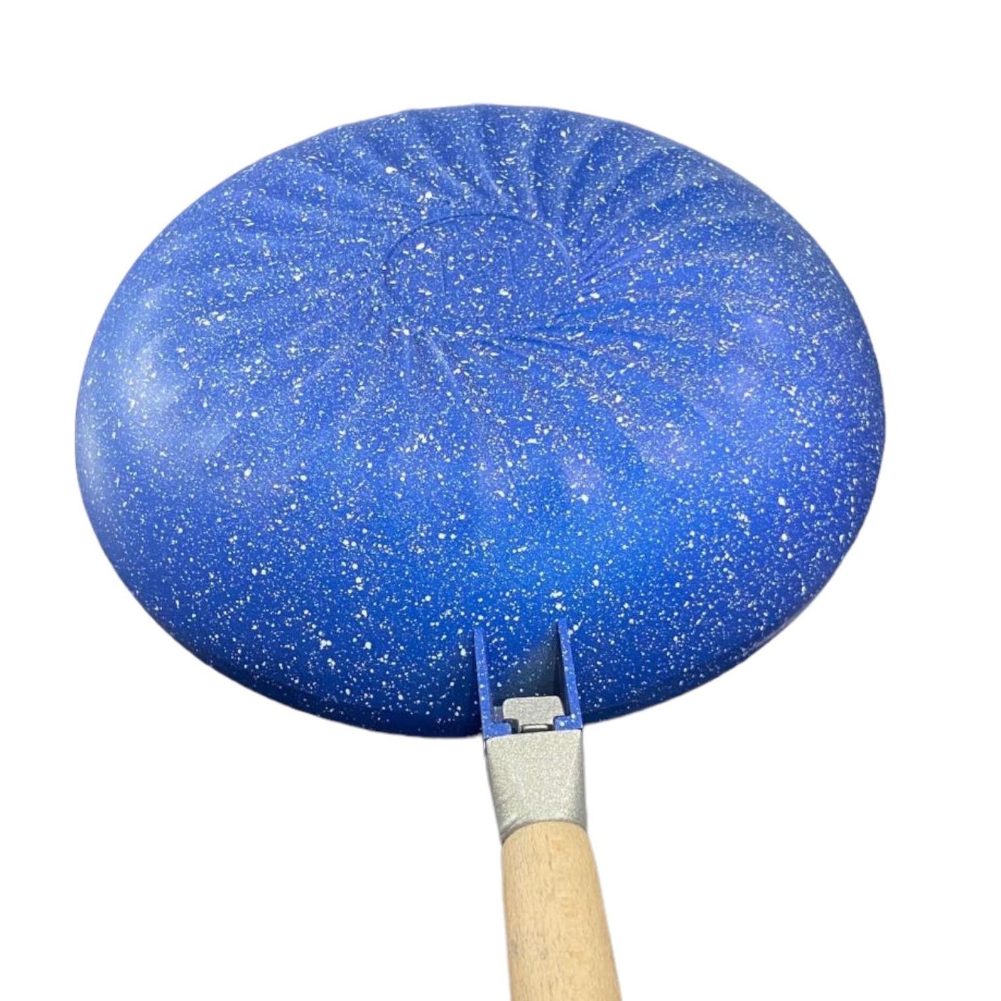 Linea Blue Flower - Wok Tondo in Pietra Lavica con Manico Estraibile