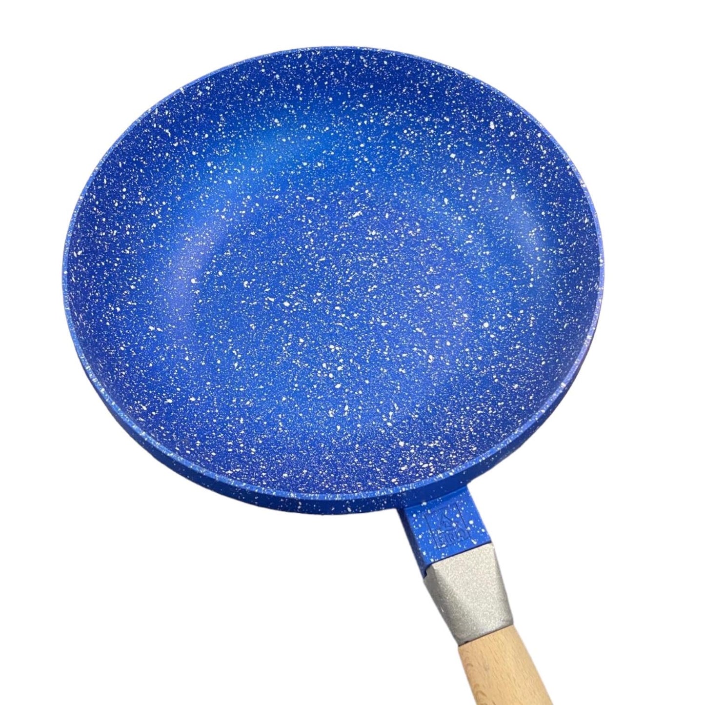 Linea Blue Flower - Wok Tondo in Pietra Lavica con Manico Estraibile