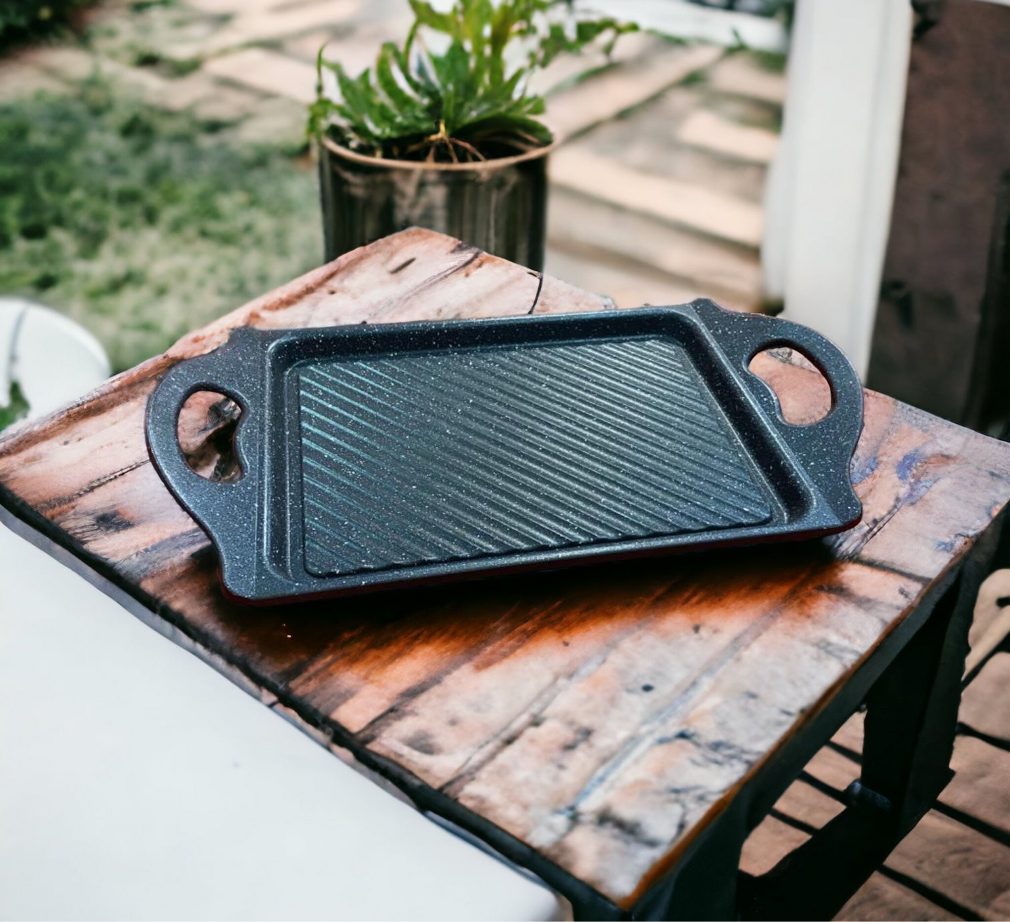 Rectangular Grill Pan with Perforated Handles