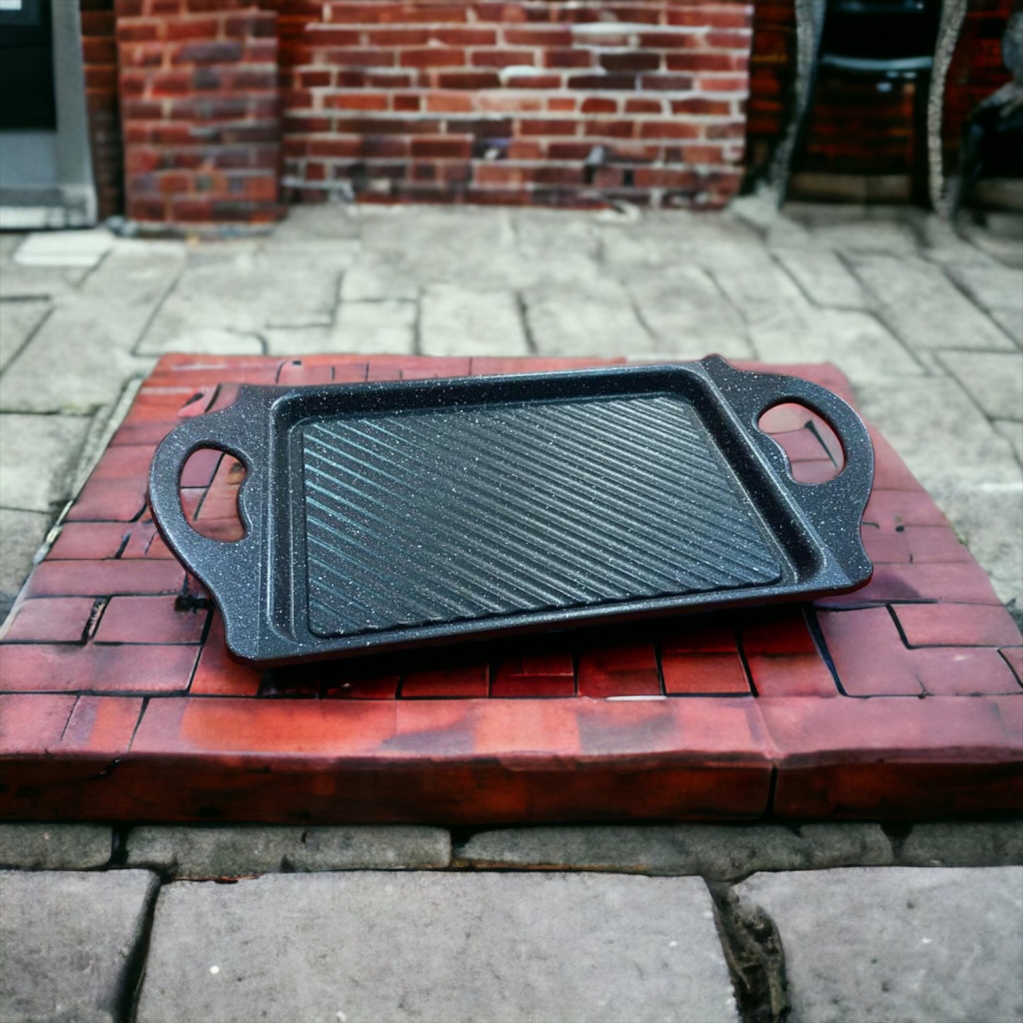 Rectangular Grill Pan with Perforated Handles