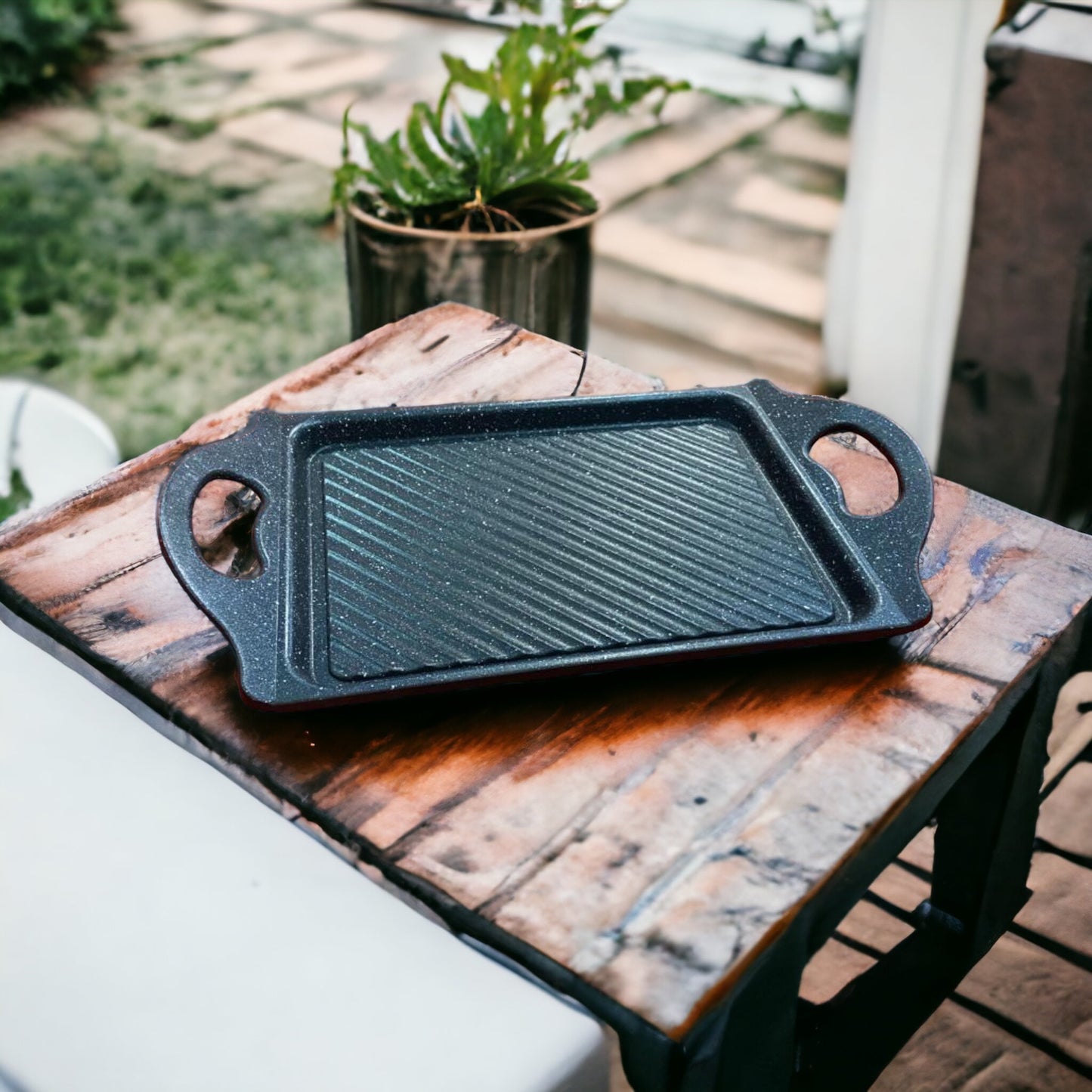 Rectangular Grill Pan with Perforated Handles