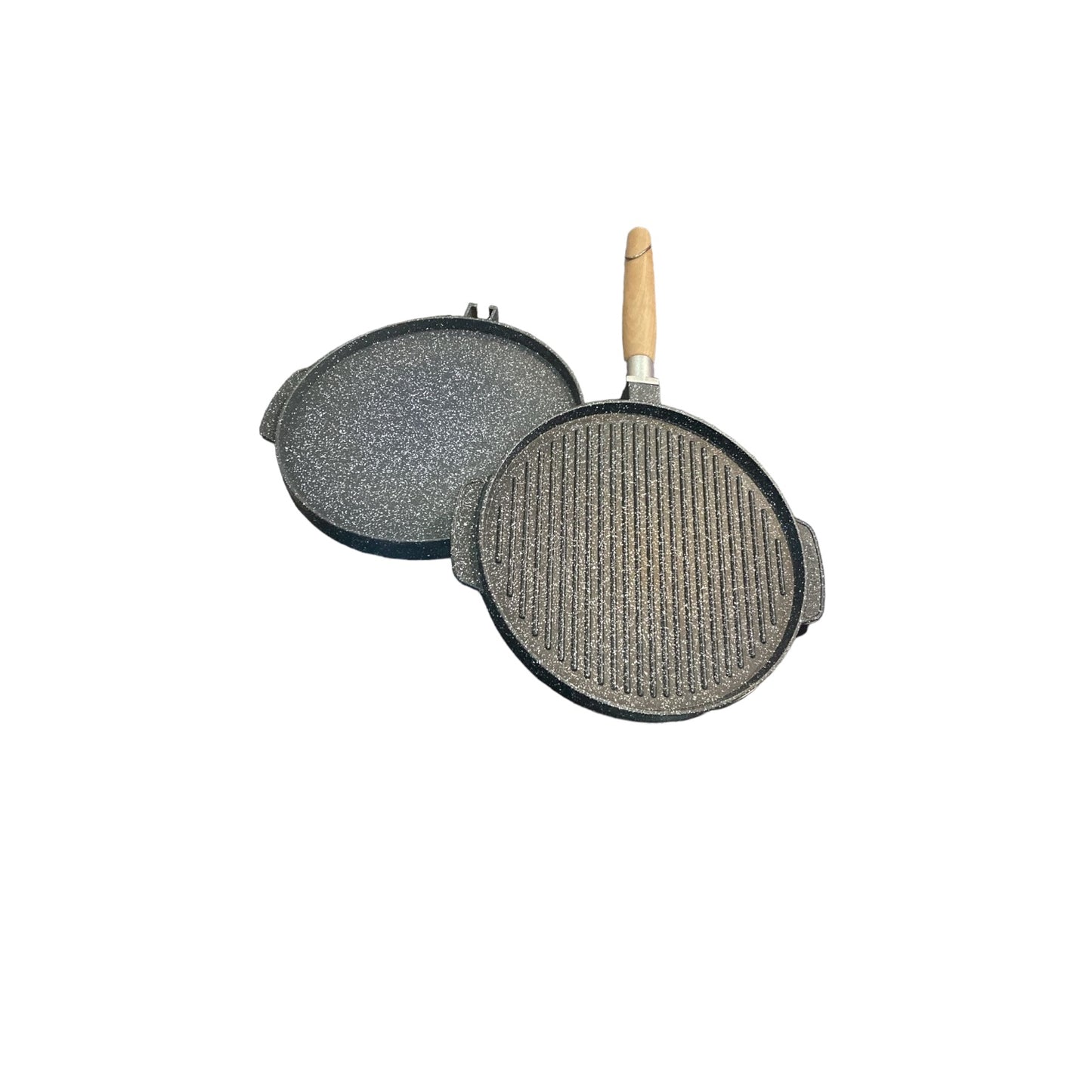 Piastra Tonda Double Face Liscia/Grigliata con Manico Estraibile