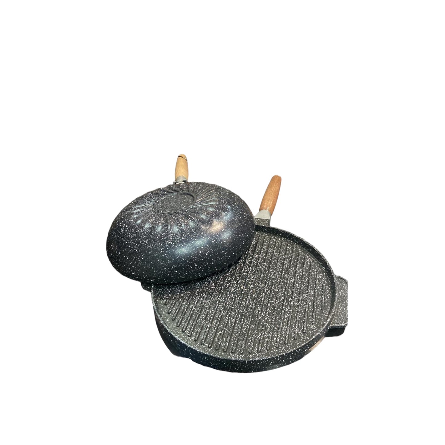 Combo Piastra Double Face Liscia/Grigliata + Wok con Manico Estraibile