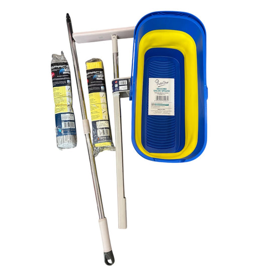 Space Mop con Secchio Salvaspazio + Ricambio Omaggio – Mocio Multifunzione per Pavimenti, Raccoglie Capelli, Pulizia Facile Senza Sforzo, Pavimenti Lucidi e Brillanti